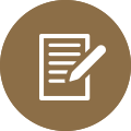 Icon with note and pen